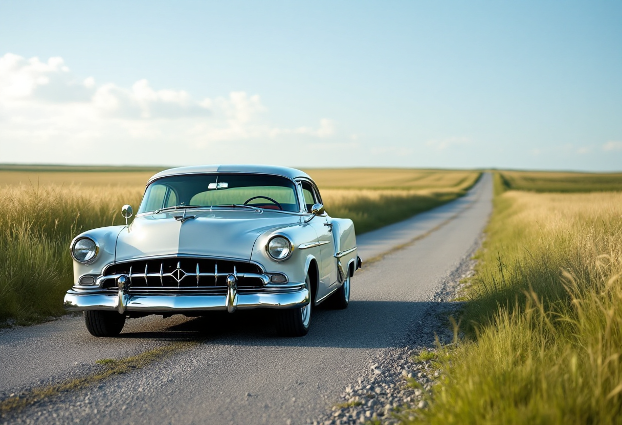 Винтажный автомобиль в спокойной обстановке, символизирующий долгосрочную стоимость владения.